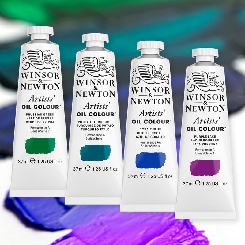 Winsor & Newton Artists Oil Colour Paint 37ml (Purple, Blue, Green and Brown)